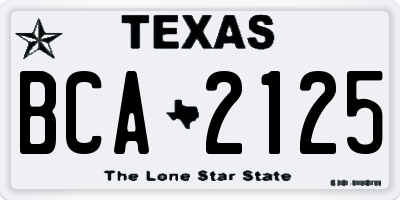 TX license plate BCA2125