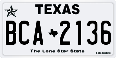TX license plate BCA2136