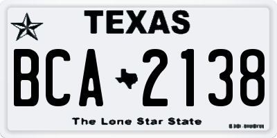 TX license plate BCA2138