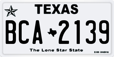 TX license plate BCA2139