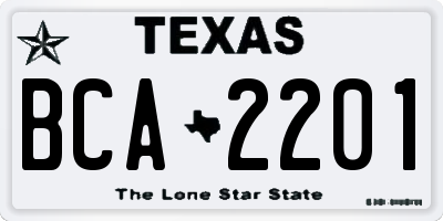 TX license plate BCA2201