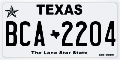 TX license plate BCA2204