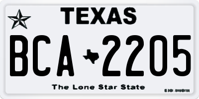TX license plate BCA2205