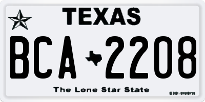 TX license plate BCA2208