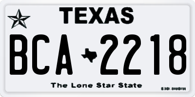 TX license plate BCA2218