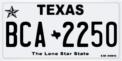 TX license plate BCA2250