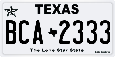 TX license plate BCA2333