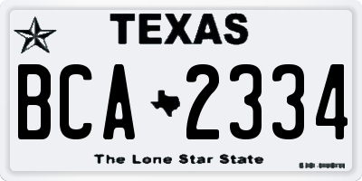 TX license plate BCA2334