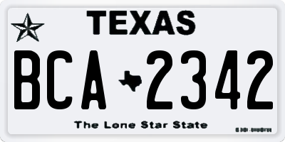 TX license plate BCA2342