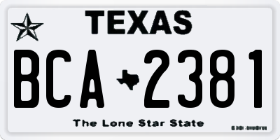TX license plate BCA2381