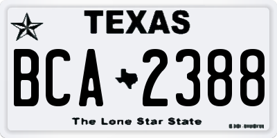 TX license plate BCA2388