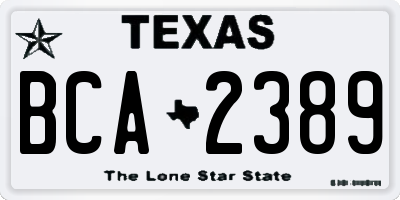 TX license plate BCA2389