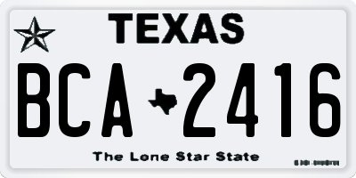 TX license plate BCA2416