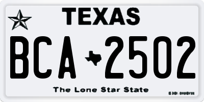 TX license plate BCA2502
