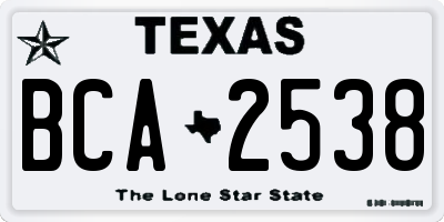 TX license plate BCA2538