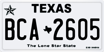 TX license plate BCA2605