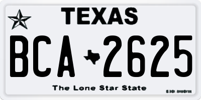 TX license plate BCA2625