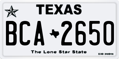 TX license plate BCA2650