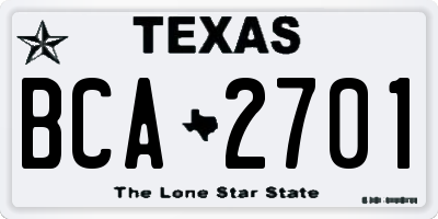 TX license plate BCA2701