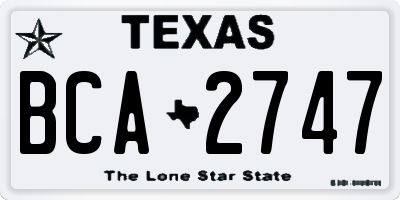 TX license plate BCA2747