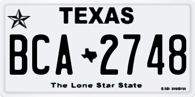 TX license plate BCA2748