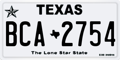 TX license plate BCA2754