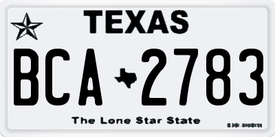 TX license plate BCA2783