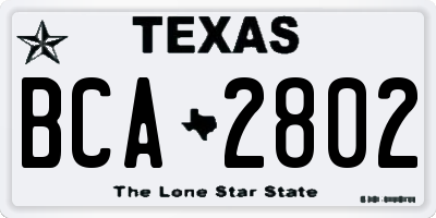 TX license plate BCA2802