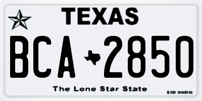 TX license plate BCA2850