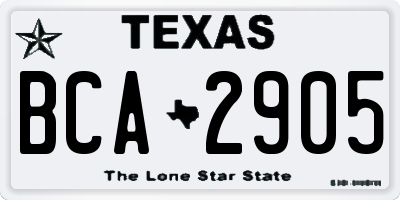 TX license plate BCA2905