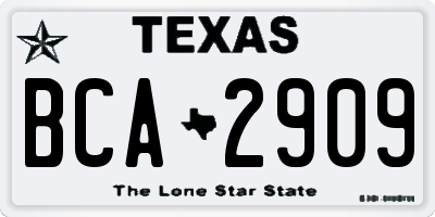 TX license plate BCA2909