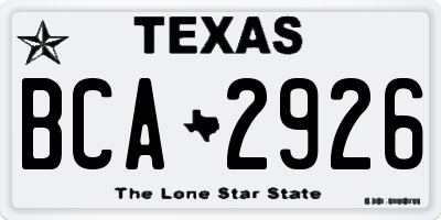 TX license plate BCA2926