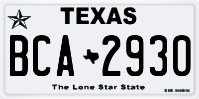 TX license plate BCA2930