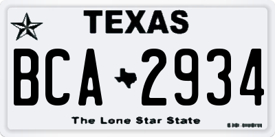 TX license plate BCA2934