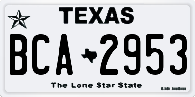 TX license plate BCA2953