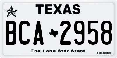 TX license plate BCA2958