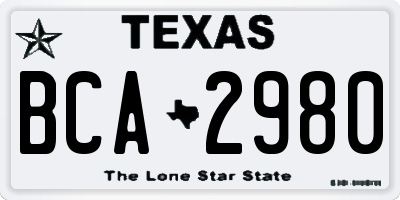 TX license plate BCA2980