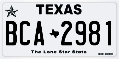TX license plate BCA2981