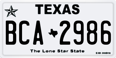 TX license plate BCA2986