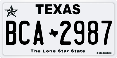 TX license plate BCA2987