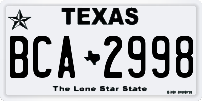 TX license plate BCA2998