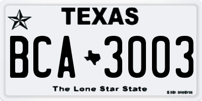 TX license plate BCA3003