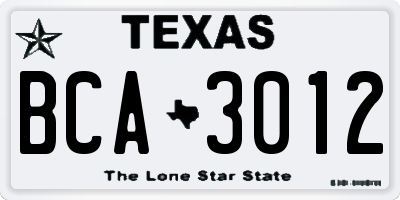 TX license plate BCA3012