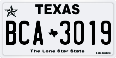 TX license plate BCA3019