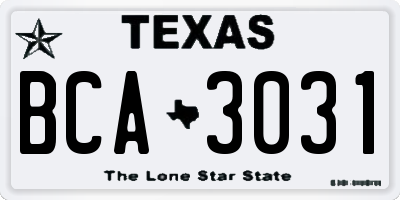TX license plate BCA3031