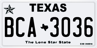 TX license plate BCA3036