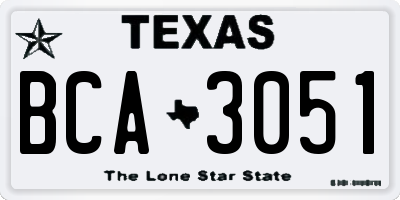 TX license plate BCA3051