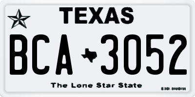 TX license plate BCA3052