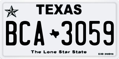 TX license plate BCA3059