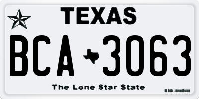 TX license plate BCA3063